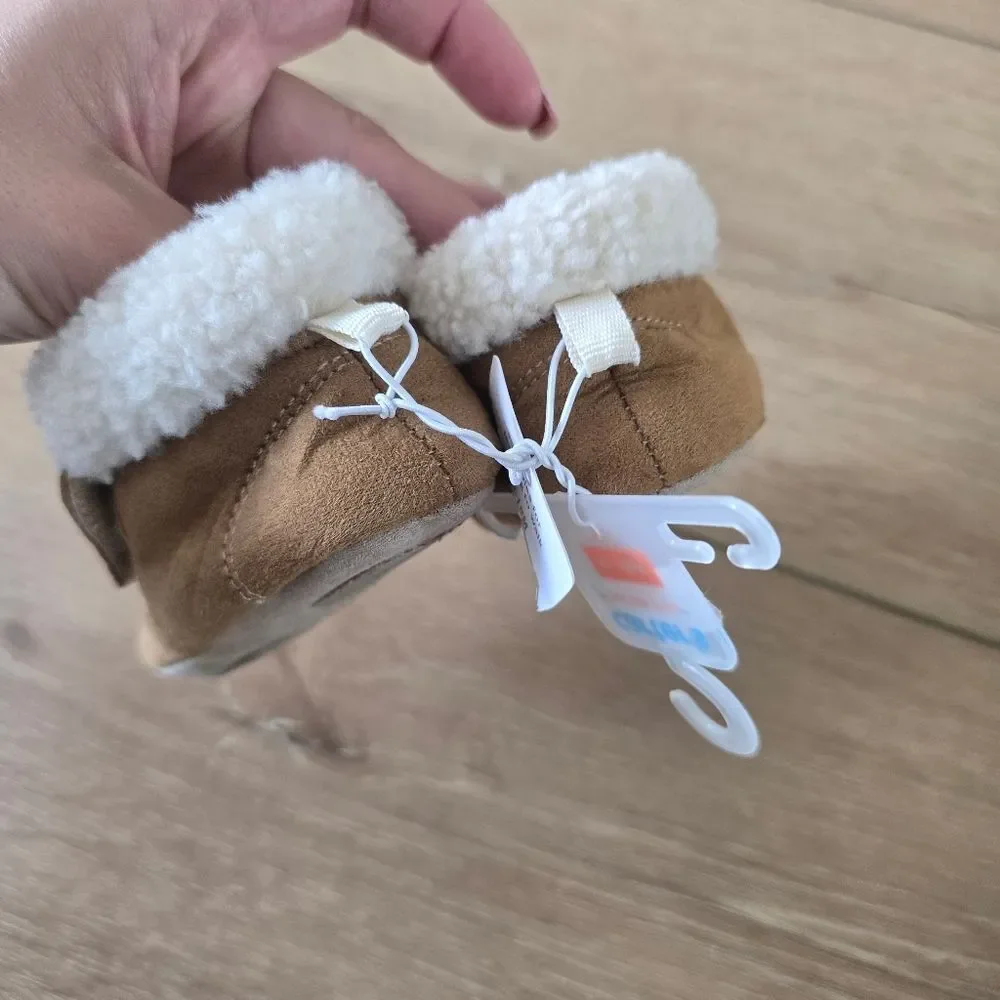Carters Just One Baby Boy Mocassin Strap Booties Tan Unisex